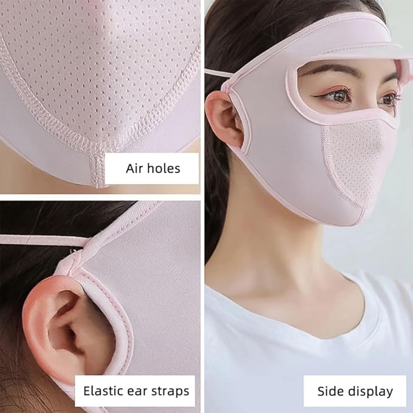 Face Uv Protection Cap With Built-in Mask And Wide Brim Visor
