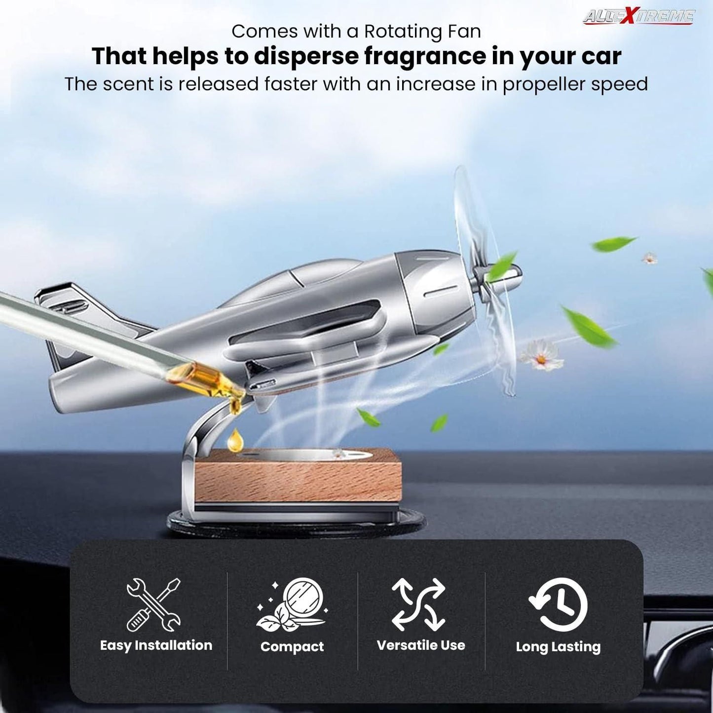 360 Degree Rotating Plane Fan Air Freshener Perfume