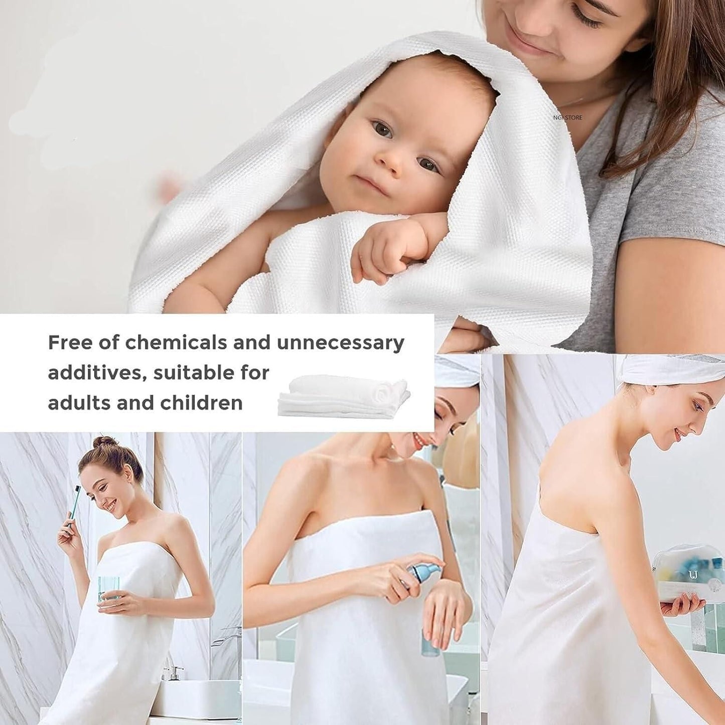 10 Pcs Pure Cotton Portable Disposable Compressed Bath Towel Tablets
