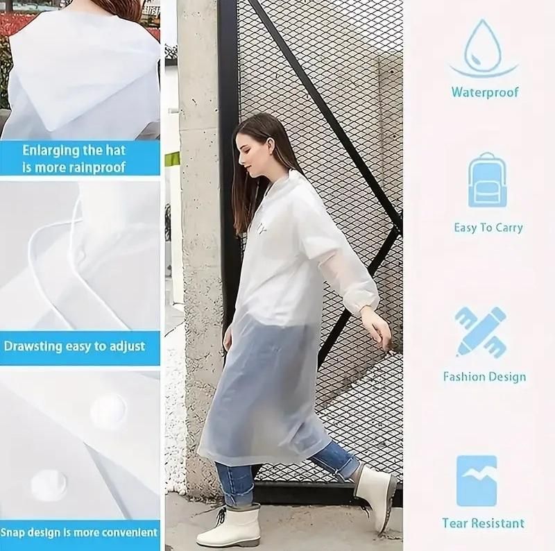 Unisex Hooded Button- Raincoat - Reusable f