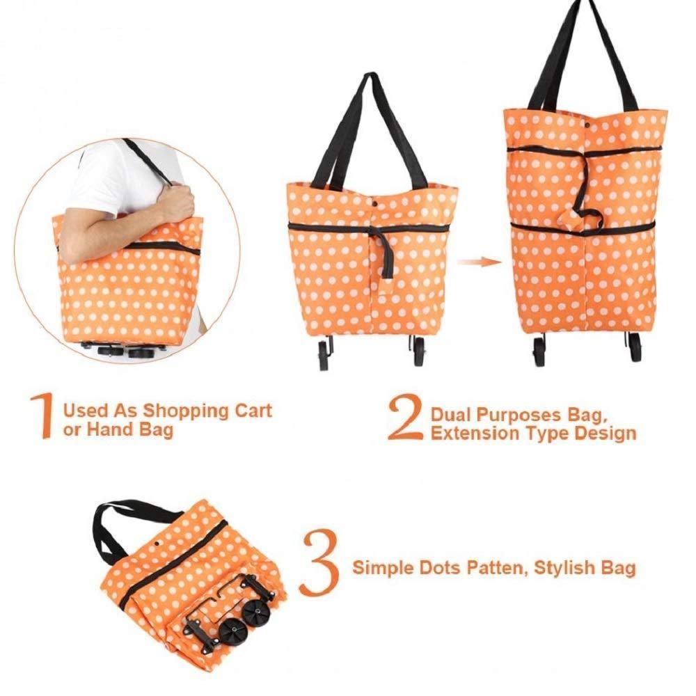 Foldable Light Weight Polyester Shopping Trolley Bag (Multicolor)