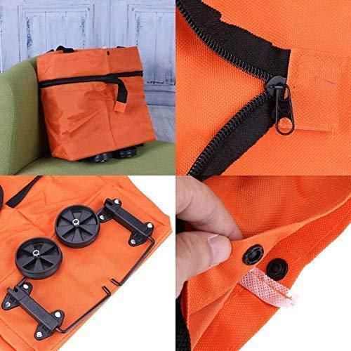Foldable Light Weight Polyester Shopping Trolley Bag (Multicolor)
