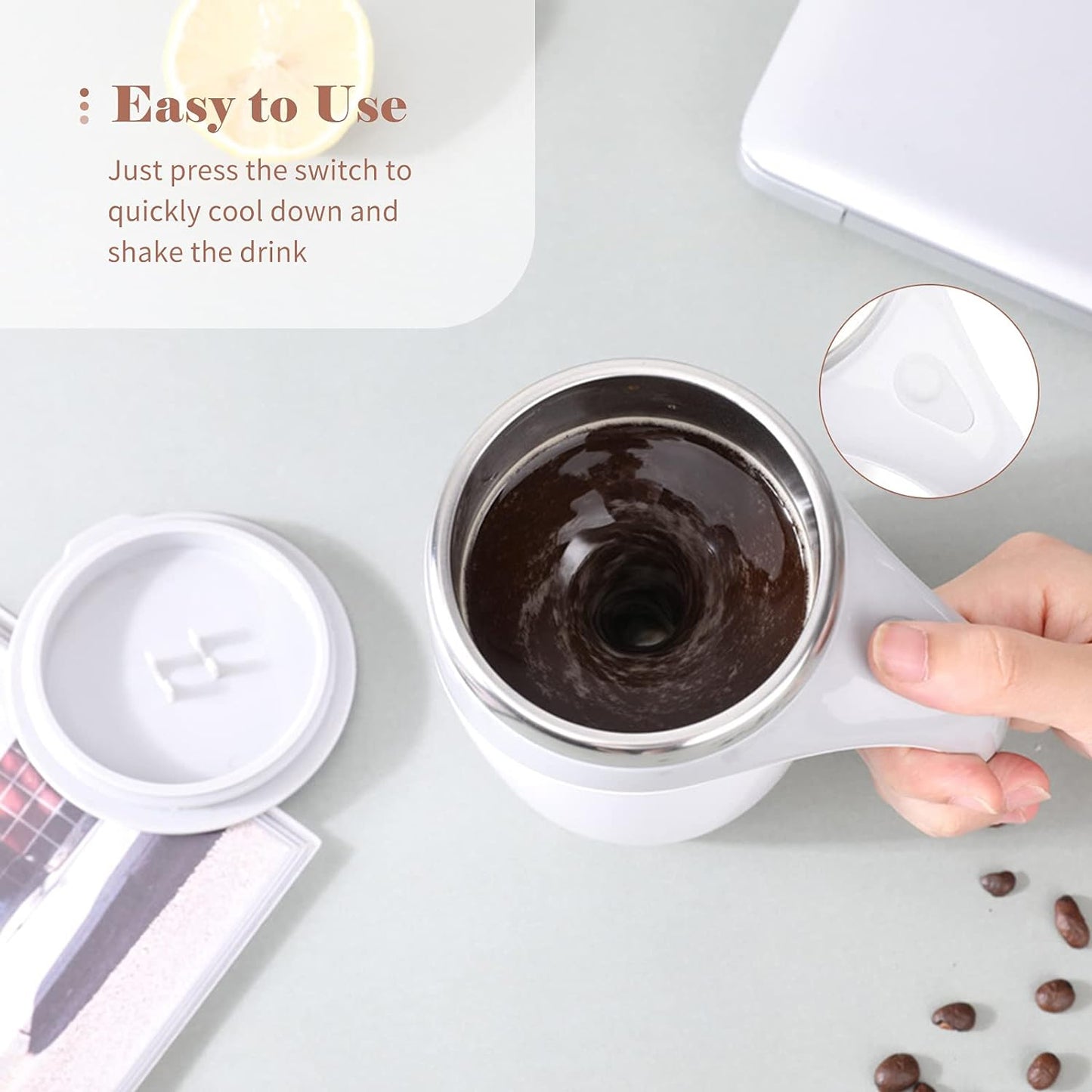 Magnetic Stirring Steel Coffee Mug ( Battery Not Included )