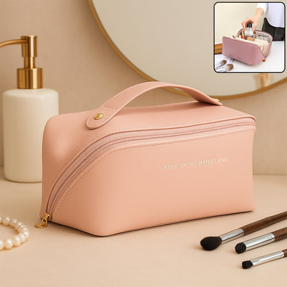 Premium Peach Travel Makeup Toiletry Organizer Pouch With Zipper  Handle (1 Pc)