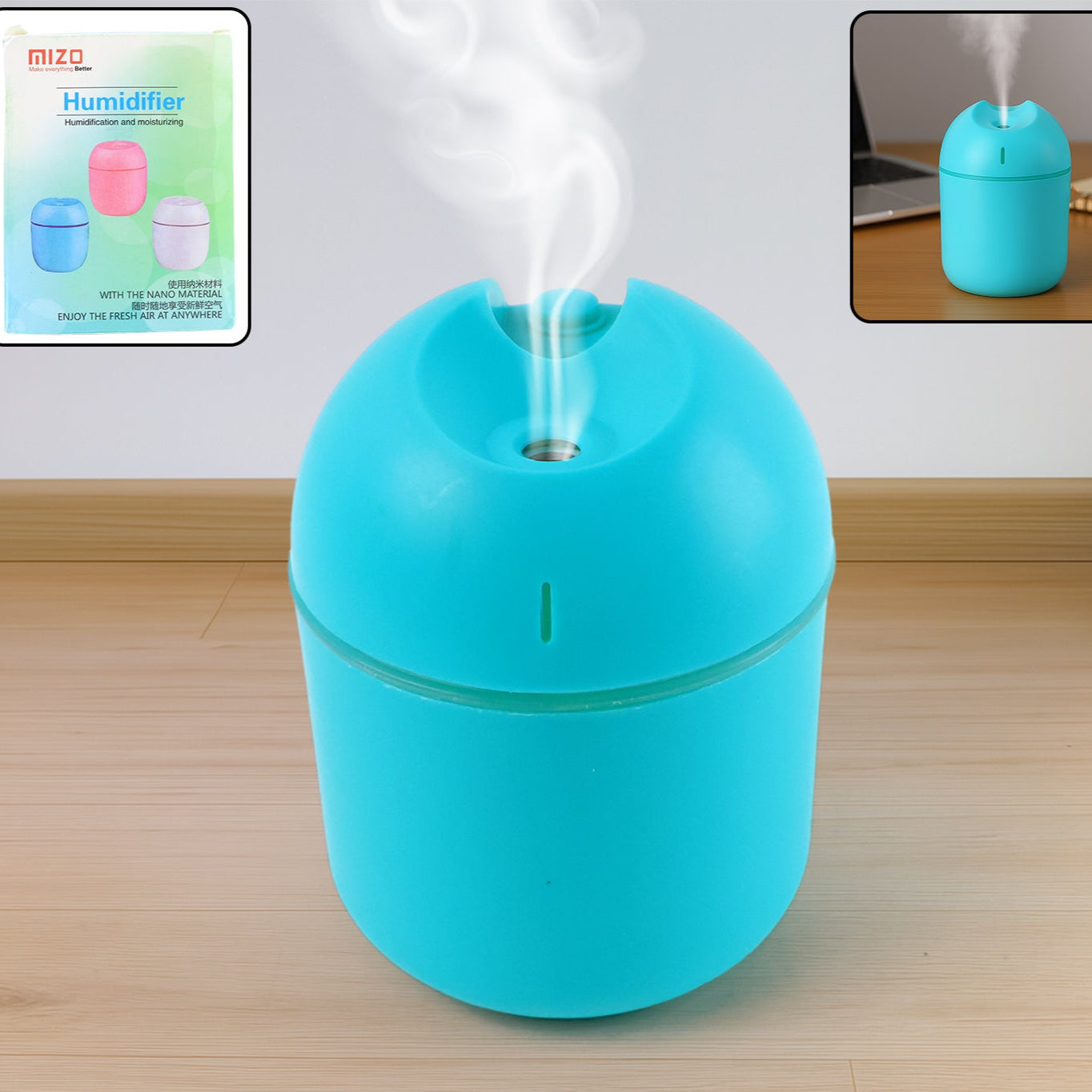 Blue Usb Mini Air Humidifier For Home  Office (1 Pc)