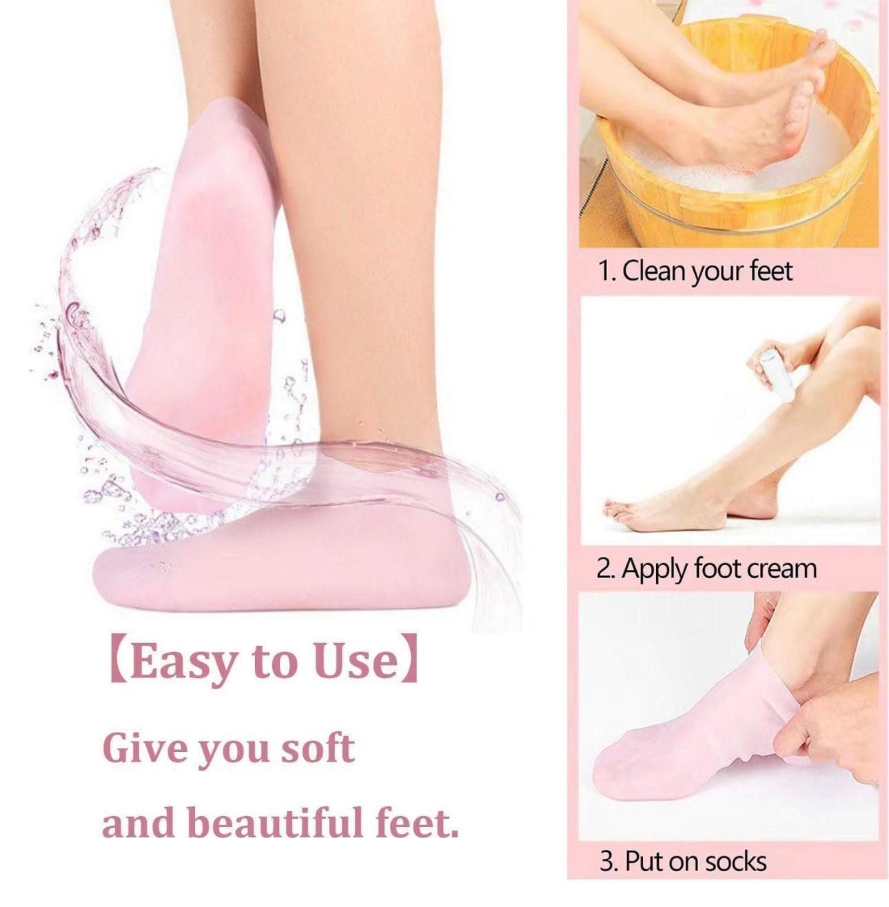 Silicone Gel Heel Socks Anti Slip for Dry Cracked Feet (Pack of 2)