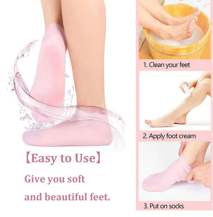 Silicone Gel Heel Socks Anti Slip for Dry Cracked Feet (Pack of 2)