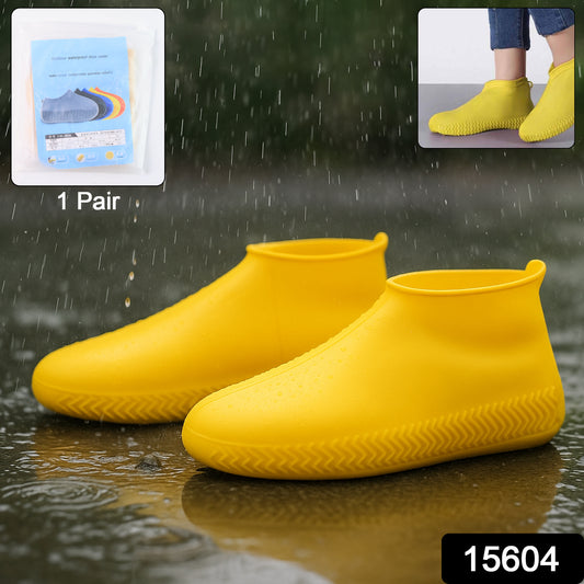 Yellow Non-slip Silicone Rain Shoe Cover (1 Pair )