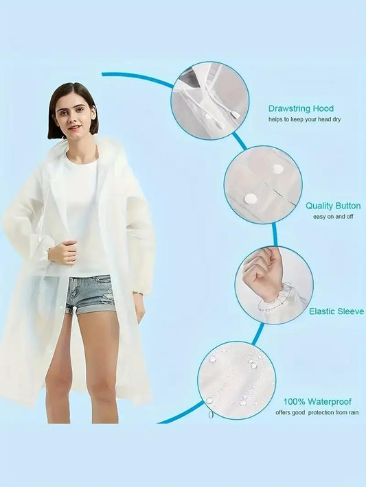 Unisex Hooded Button- Raincoat - Reusable f