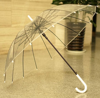 Contacts Transparent Windproof Travel Waterproof Canopy, Strong Fiberglass Frame Portable Umbrella for Rain