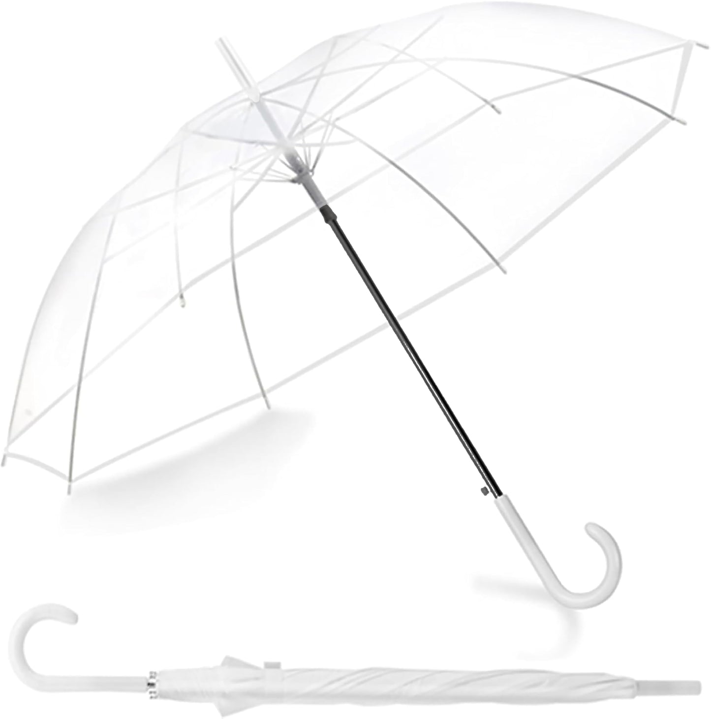 Contacts Transparent Windproof Travel Waterproof Canopy, Strong Fiberglass Frame Portable Umbrella for Rain