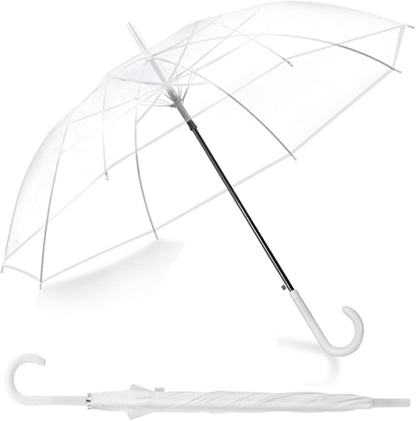 Contacts Transparent Windproof Travel Waterproof Canopy, Strong Fiberglass Frame Portable Umbrella for Rain