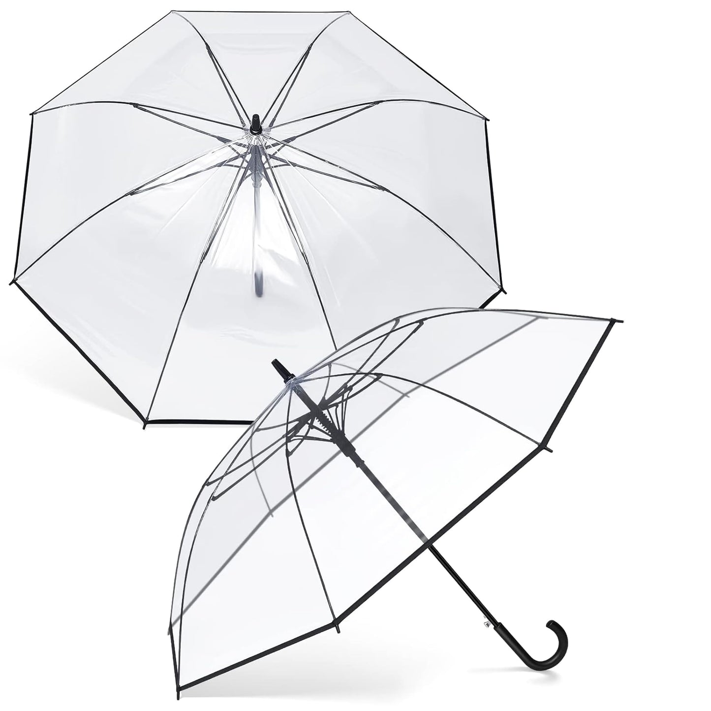 Contacts Transparent Windproof Travel Waterproof Canopy, Strong Fiberglass Frame Portable Umbrella for Rain