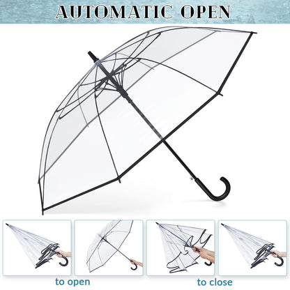 Contacts Transparent Windproof Travel Waterproof Canopy, Strong Fiberglass Frame Portable Umbrella for Rain