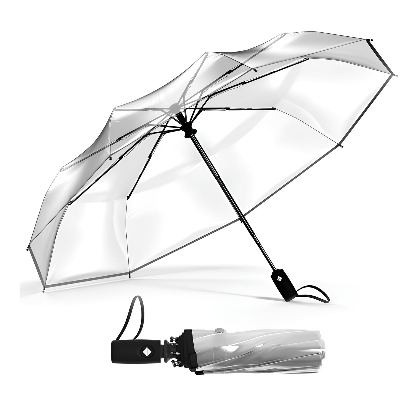Contacts Transparent Windproof Travel Waterproof Canopy, Strong Fiberglass Frame Portable Umbrella for Rain