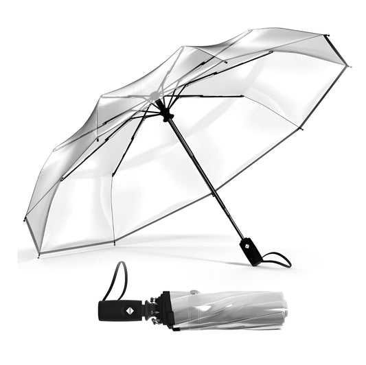 Contacts Transparent Windproof Travel Waterproof Canopy, Strong Fiberglass Frame Portable Umbrella for Rain