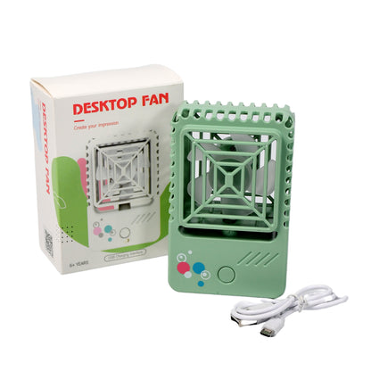Mini Desktop Fan Rechargeable Table Fan Handheld Fan For Home Office Car (Battery Not Include)