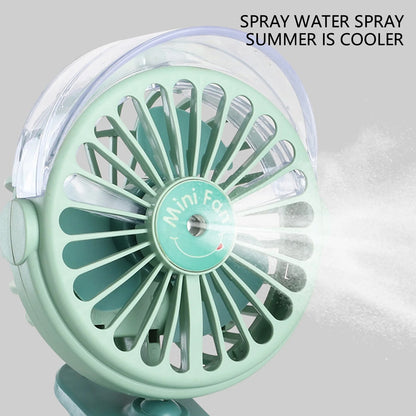 Portable Clip-on Fan Battery Operated With Light  Spray