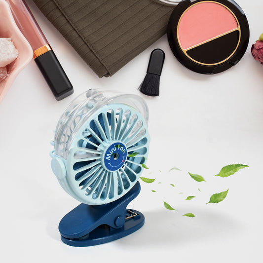 Portable Clip-on Fan Battery Operated With Light  Spray