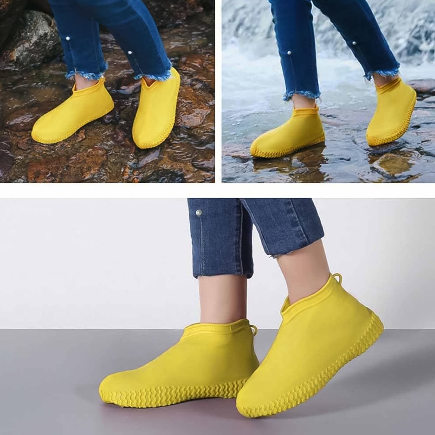 Yellow Non-slip Silicone Rain Shoe Cover (1 Pair )