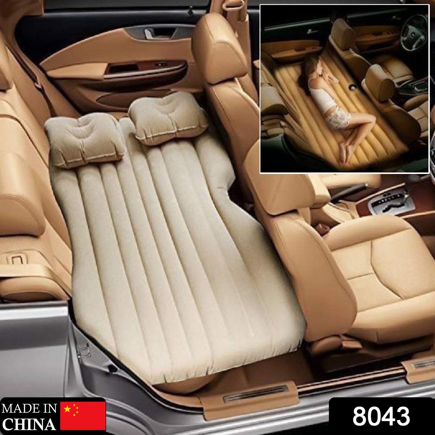 Car Inflatable Bed With 2 Pillows Air Pump (Portable) For Travel Camping Vacation
