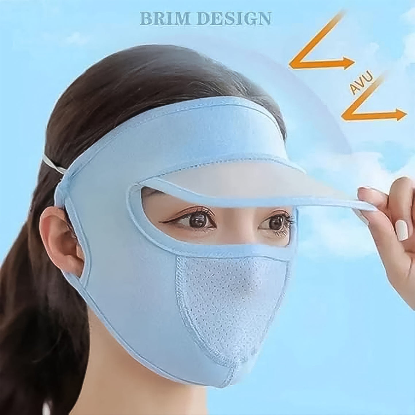 Face Uv Protection Cap With Built-in Mask And Wide Brim Visor