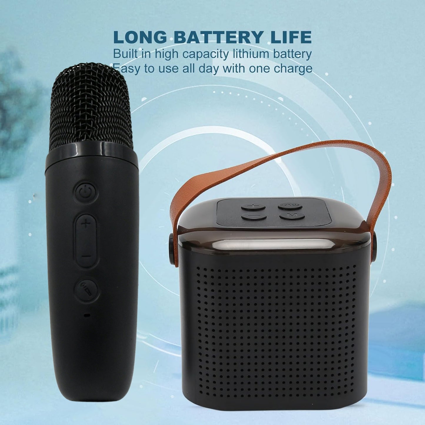 Wireless Speaker Microphone Set Support Memory Card Portable karaoke Machine