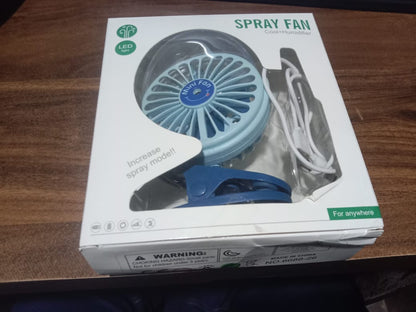 Portable Clip-on Fan Battery Operated With Light  Spray