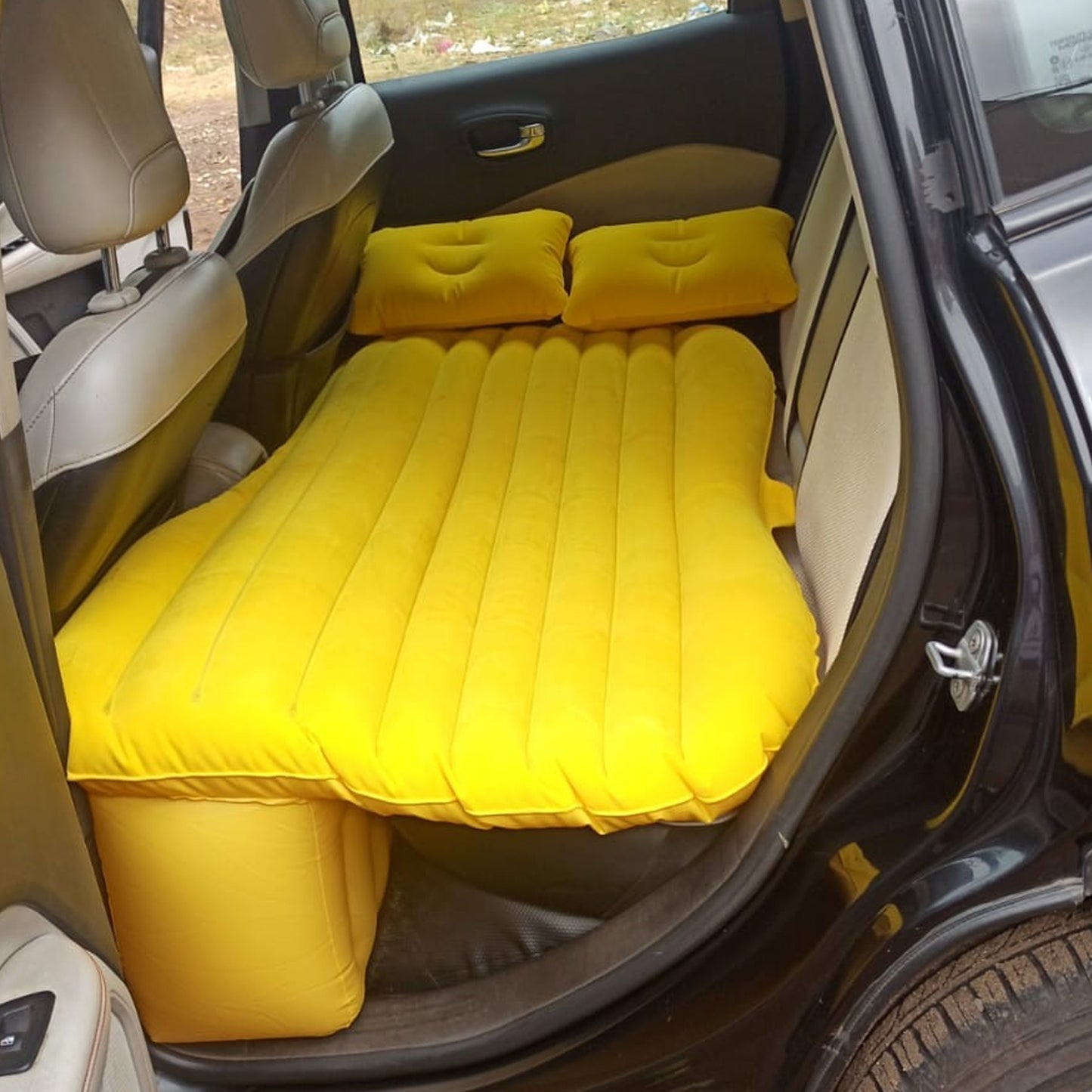 Car Inflatable Bed With 2 Pillows Air Pump (Portable) For Travel Camping Vacation