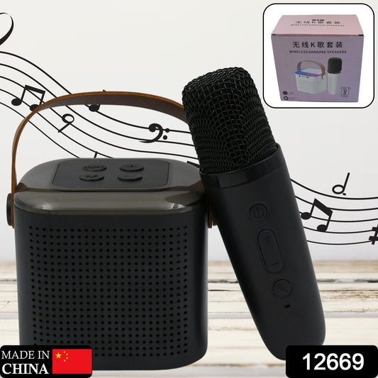 Wireless Speaker Microphone Set Support Memory Card Portable karaoke Machine